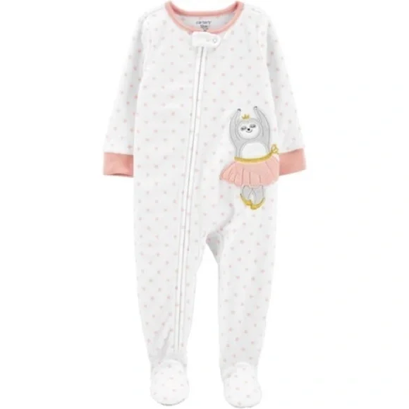 Toddler Girl Carter's Sloth Fleece Footed PJ - Picture 1 of 2